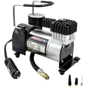 Gonaar 12V Electric Air Compressor – 150 PSI Heavy Duty Tire Inflator, Metal Body with Pressure Gauge, Portable Air Pump for Car, Truck, Bike, Van, Bus, Single Cylinder High Power Pump