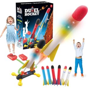 Rocket Launcher Set with 4 Foam Rockets – Outdoor Fun for Kids 3+ Ultra Rocket Launchers Rockets, Shoots Up to 100 Feet, Ideal Gift for Boys & Girls Ages 3-11