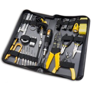 100 Piece Computer Technician Tool Kit/Professional Repair, Wiring, Cleaning & Testing Set for PC, Laptop, and Electronics Maintenance
