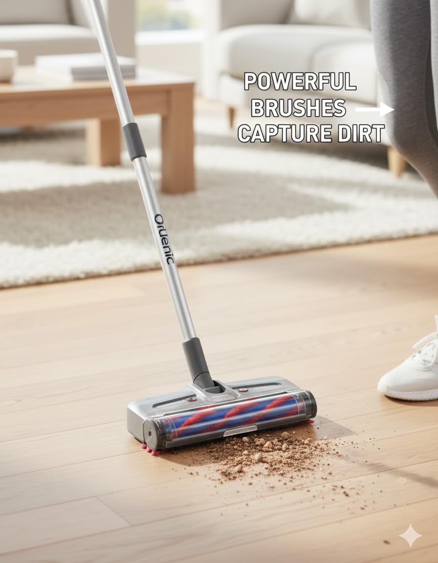 Cordless Sweeper Vacuum Cleaner for Pet Hair & Dust, USB-C Fast Charging 80 Min Runtime, Anti-Tangle Brush, Lightweight 2-in-1 Handheld Floor & Carpet Cleaner, Portable Quiet Design - Image 4