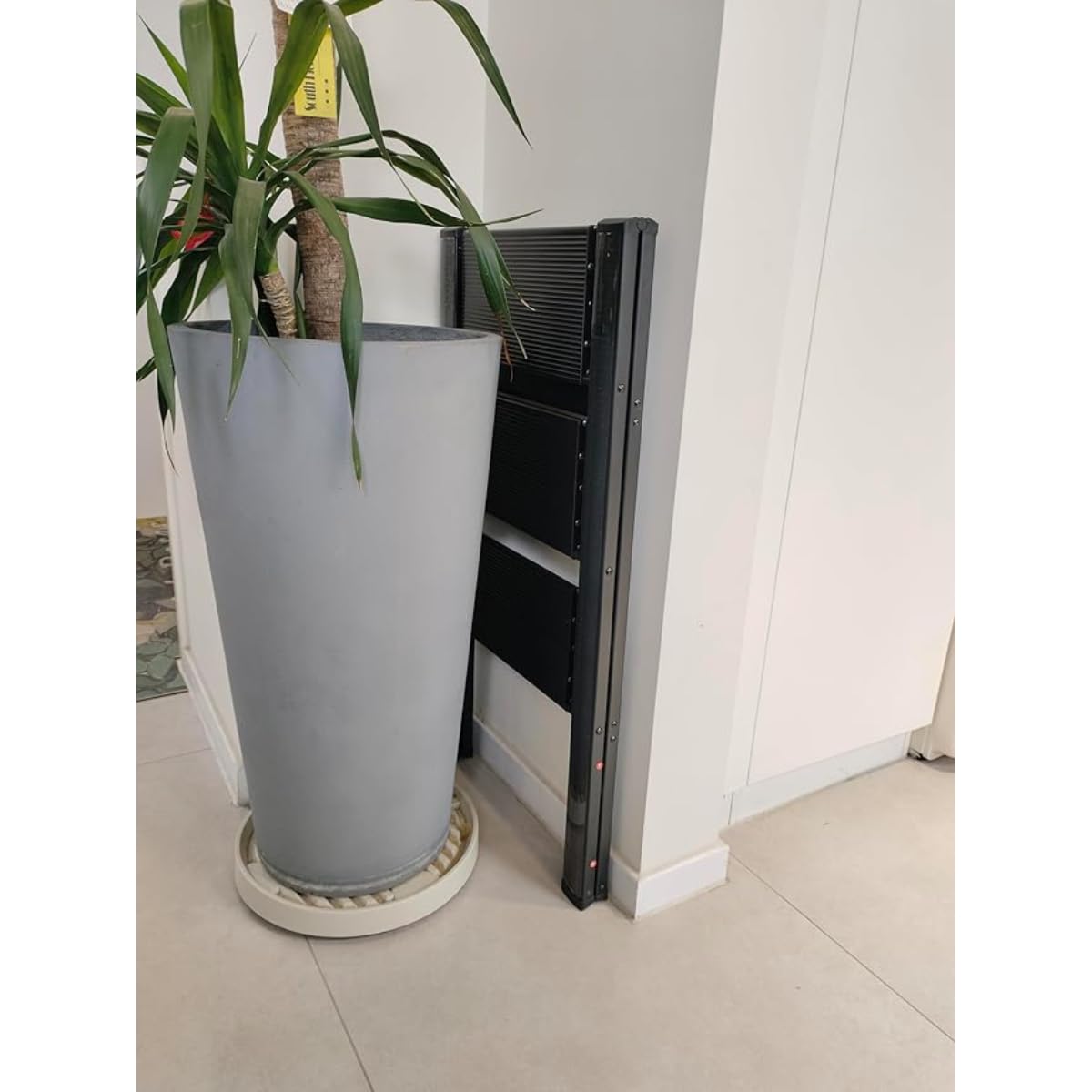 3 Step Ladder Aluminum Folding Step Stool/ 300 lb Capacity, Lightweight Portable Ladder with Wide Anti-Slip Pedals for Home Kitchen Office/Stylish Black, Safety Lock, Space-Saving Design - Image 6