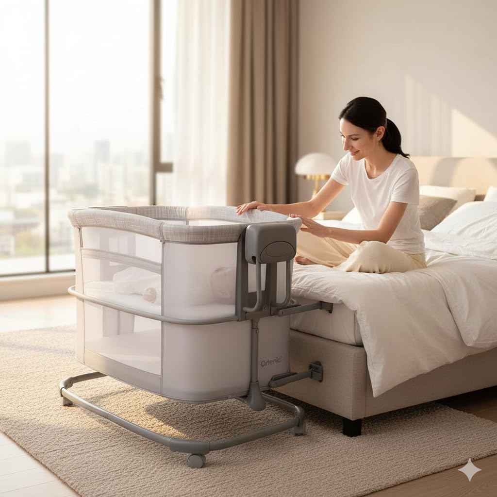 3-in-1 Electric Baby Bassinet Bedside Crib and Swing Cradle with Adjustable Height, Breathable Mesh Sides, Mosquito Net, Soft Mattress, Portable Infant Sleeper for Newborns and Toddlers - Image 2