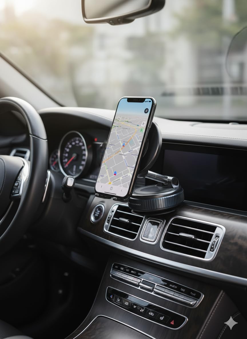 Magnetic Suction Phone Holder – Adjustable Vacuum Suction Cup Mount Compatible with MagSafe iPhone & Android – Hands‑Free 360° Magnetic Grip for Car, Gym, Mirror & Smooth Surfaces - Image 2