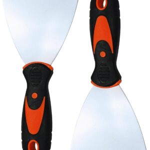 Set of 2 Heavy-Duty 3″ Metal Scrapers – Durable Alloy Blade with Soft-Grip Ergonomic Handle for Paint Removal, Putty, Adhesive & DIY Use