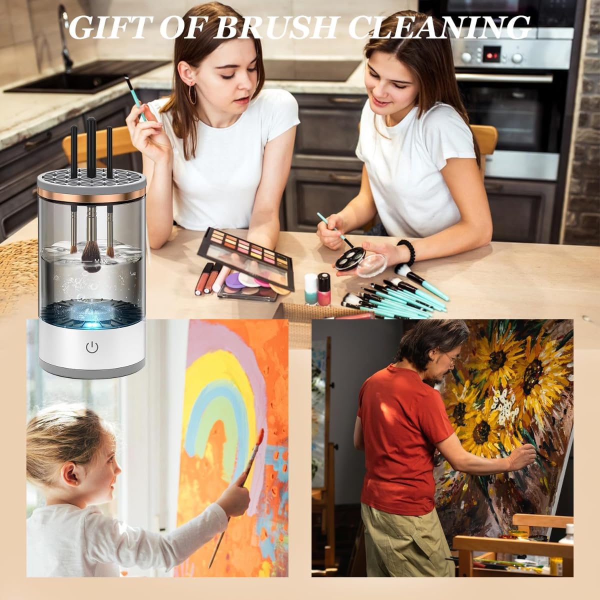 Electric Makeup Brush Cleaner and Dryer Machine/Automatic Quick Cleaning Spinner Device for Cosmetic Brushes – Deep Clean Tool for Beauty and Skincare Routine - Image 7