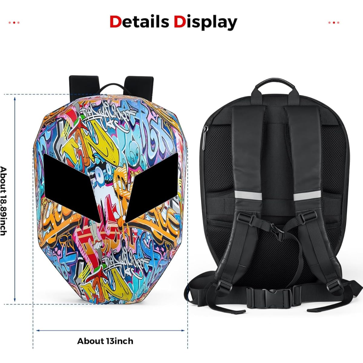 Screen Smart Backpack & Fanny Pack Waist Bag/Programmable LED Display, Hard Shell, Hand Control, Universal Travel Bag for Men & Women, Adjustable Straps, Multifunctional Gift - Image 7