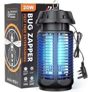 Bug Zapper 20W | Electric Mosquito Killer Lamp | Outdoor & Indoor Insect Trap | Waterproof UV Light Fly Trap for Home, Patio, Garden | Covers 80㎡