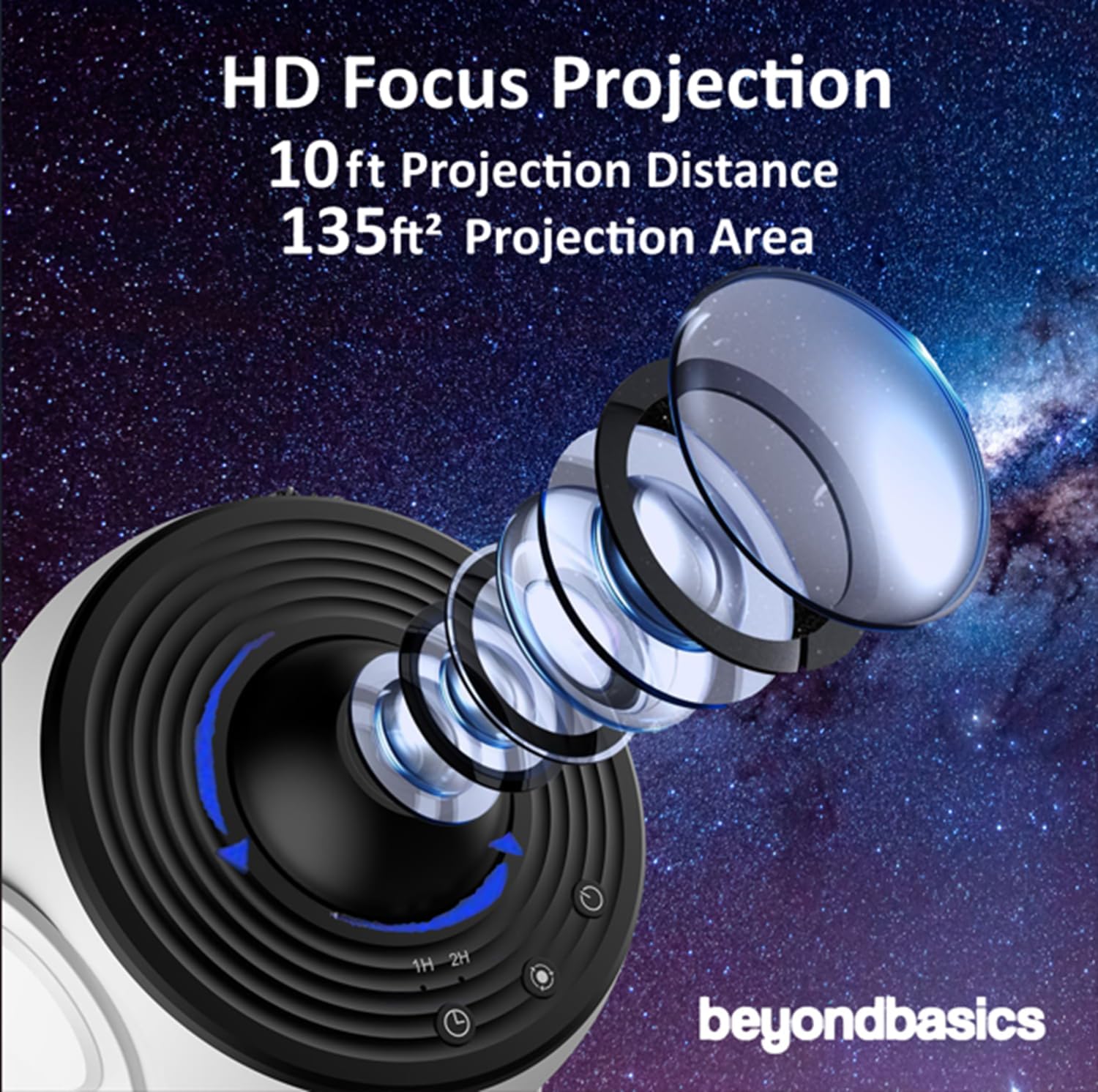 Star Projector for Bedroom – Aesthetic Galaxy Light – 360° Rotating Nebula Glow, 12 Scenic Discs, Mood Light for Relaxation, Modern Room Decor Night Light - Image 5