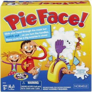 Hilarious Pie Face Game for Family & Kids – Fun Party Game for All Ages – Whipped Cream Face Challenge Board Game – Spinner, Splash Arm & Face Cutout – Interactive Toy for Indoor Group Play