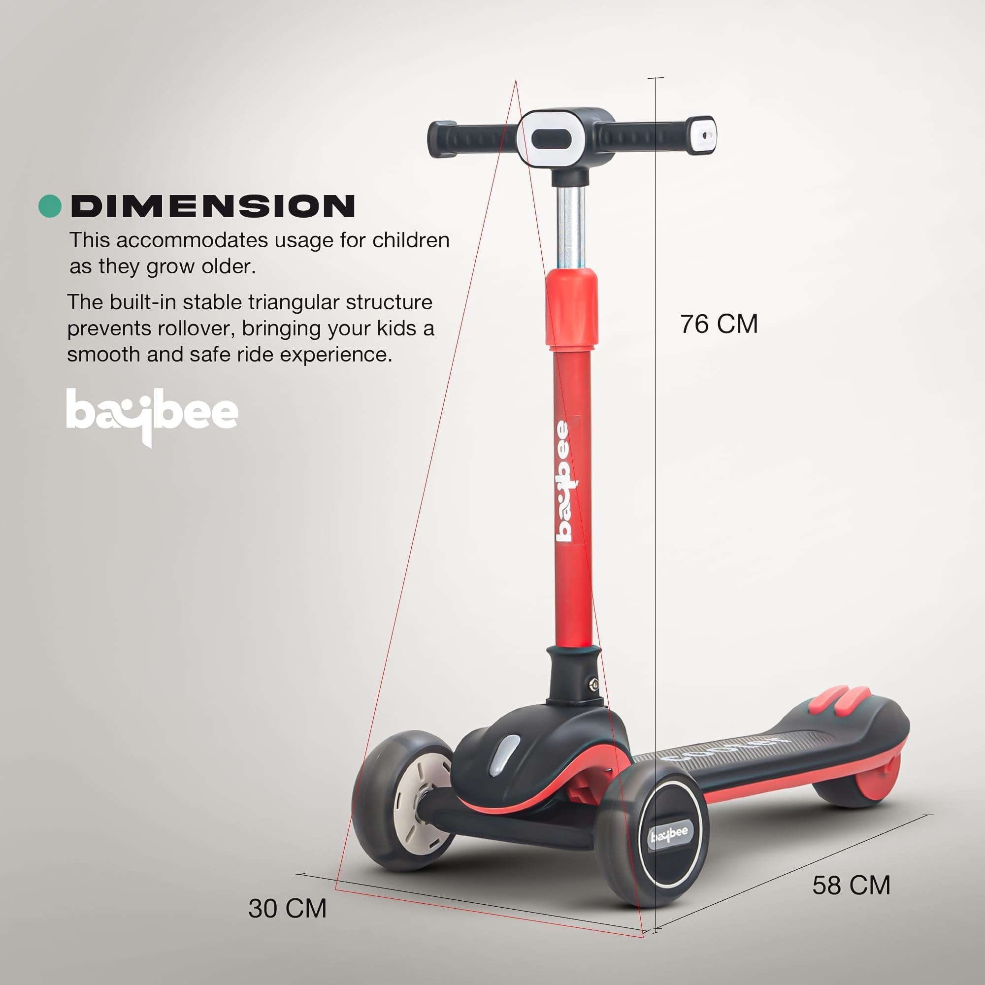 LED Light-Up Kids Scooter – Tri-Wheel Stability, 26–31″ Adjustable Handlebar, Non-Slip PU Deck, Portable & Foldable Ride-On for Toddlers - Image 2