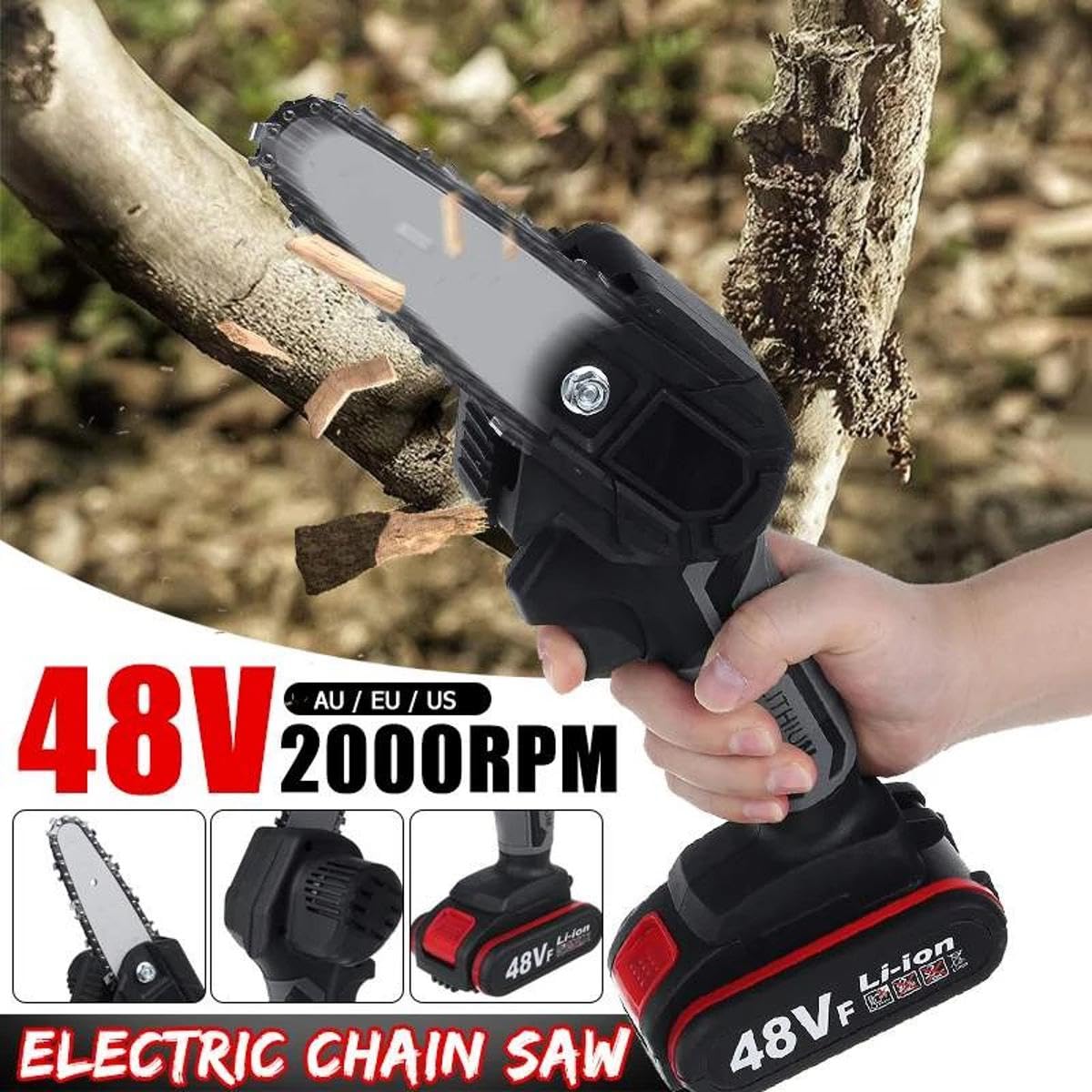 Mini Chainsaw Cordless Electric gardening tools Chainsaw with power tools Portable One-Hand Operated Saw for Tree Branch Trimming, Wood Cutting, Gardening, and Pruning wood cutter machine - Image 3
