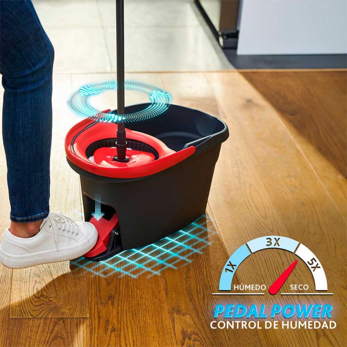 Spin Mop/EasyWring & Clean Microfiber Mop and Bucket Floor Cleaning System with Built-in Pedal Wringer, Splash Guard, and Deep-Cleaning Power for Tile, Hardwood, and Laminate Floors - Image 2