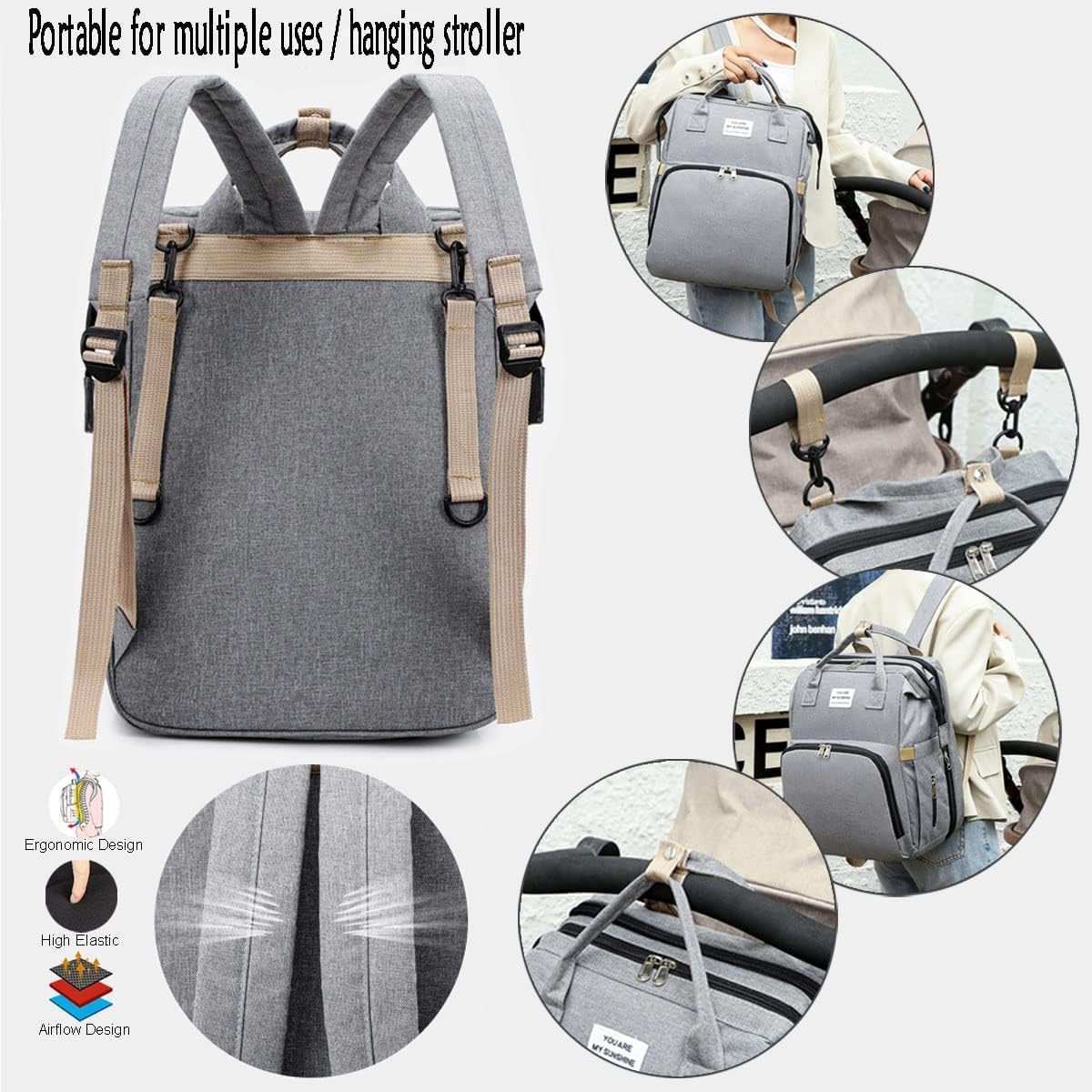 Best Baby Diaper Bag Backpack, Waterproof Travel Backpack,Changing Mat, Portable Foldable Cot,Multi-Function Nappy Bag for Mom and Dad, Large Capacity with Insulated Pockets and Anti-Theft Des - Image 6