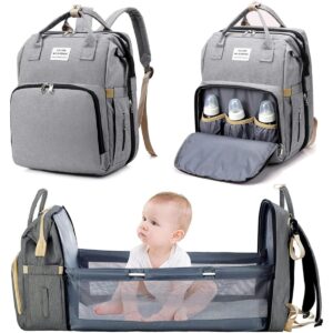 Best Baby Diaper Bag Backpack, Waterproof Travel Backpack,Changing Mat, Portable Foldable Cot,Multi-Function Nappy Bag for Mom and Dad, Large Capacity with Insulated Pockets and Anti-Theft Des