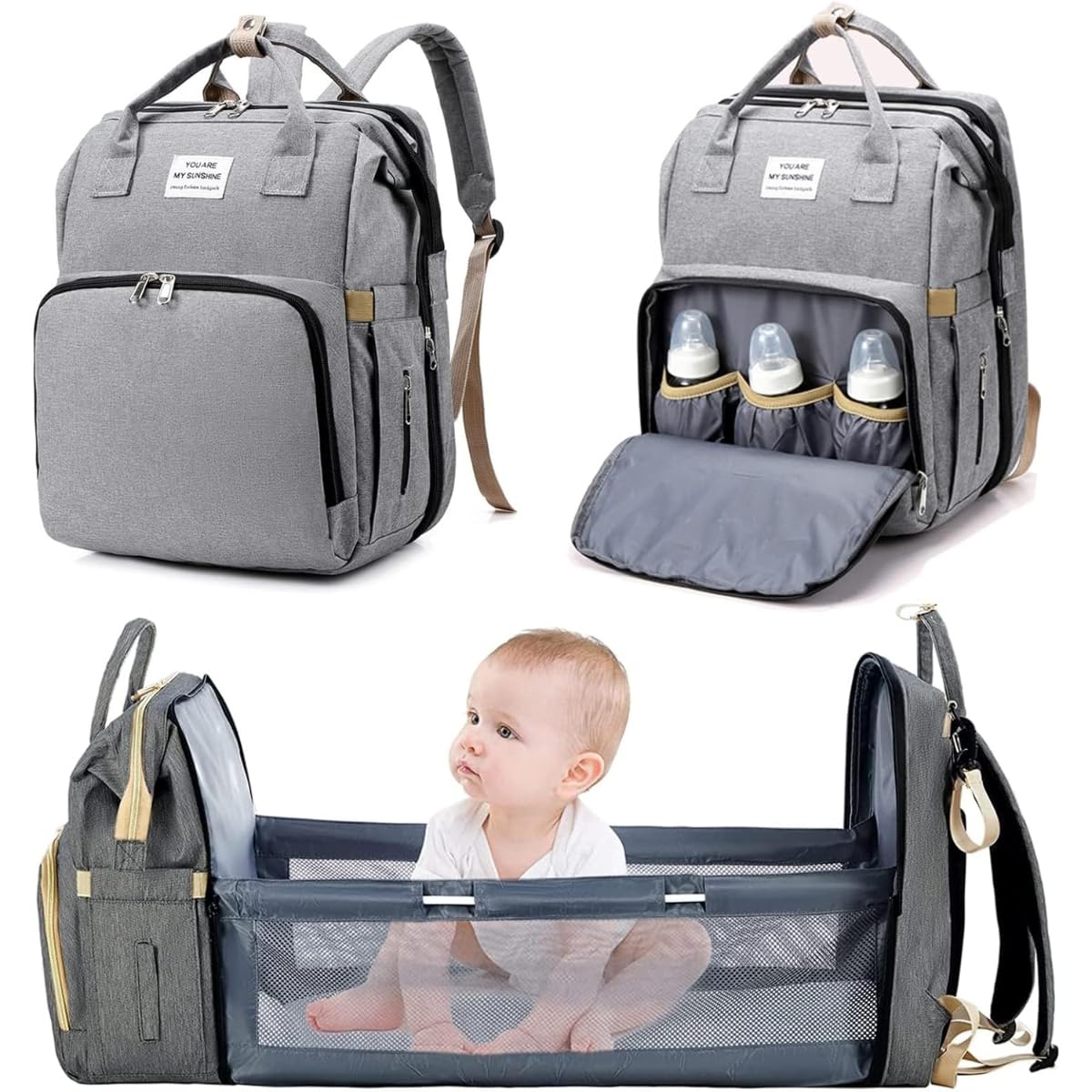Best Baby Diaper Bag Backpack, Waterproof Travel Backpack,Changing Mat, Portable Foldable Cot,Multi-Function Nappy Bag for Mom and Dad, Large Capacity with Insulated Pockets and Anti-Theft Des