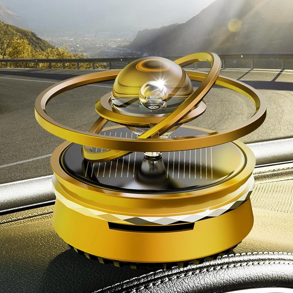 Oil Diffuser/Solar-Powered Auto-Rotating Odor Eliminator, Long-Lasting Cologne Fragrance, Home & Office Aromatherapy, Car Interior Decor Accessory for Men & Women - Image 2