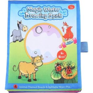Magic Water Drawing Book: Mess-Free Fun for Kids, Reusable Cloth Coloring Book with Double Water Pens, Non-Toxic, Promotes Creativity & Cleanliness, for Ages 3+, & Easy