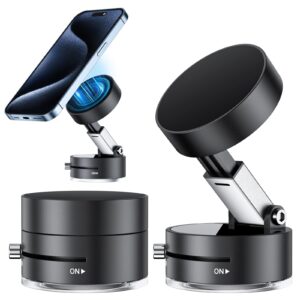 Suction Cup Phone Holder – 360° Rotating Magnetic Mount – Foldable Arm, Universal Fit, Hands-Free Driving Solution, Compatible with iPhone, Android & GPS Devices