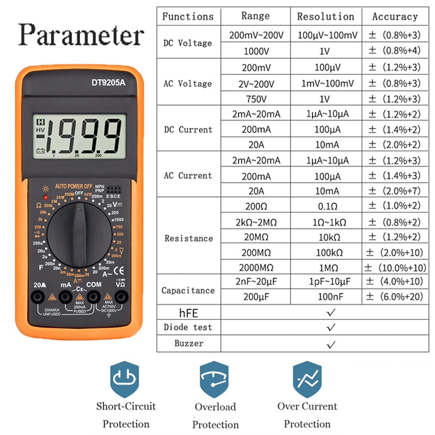 Reliable AC/DC voltmeter with resistance, frequency & capacitance testing — rugged build with bright screen for lab, home, or car repairs. - Image 6
