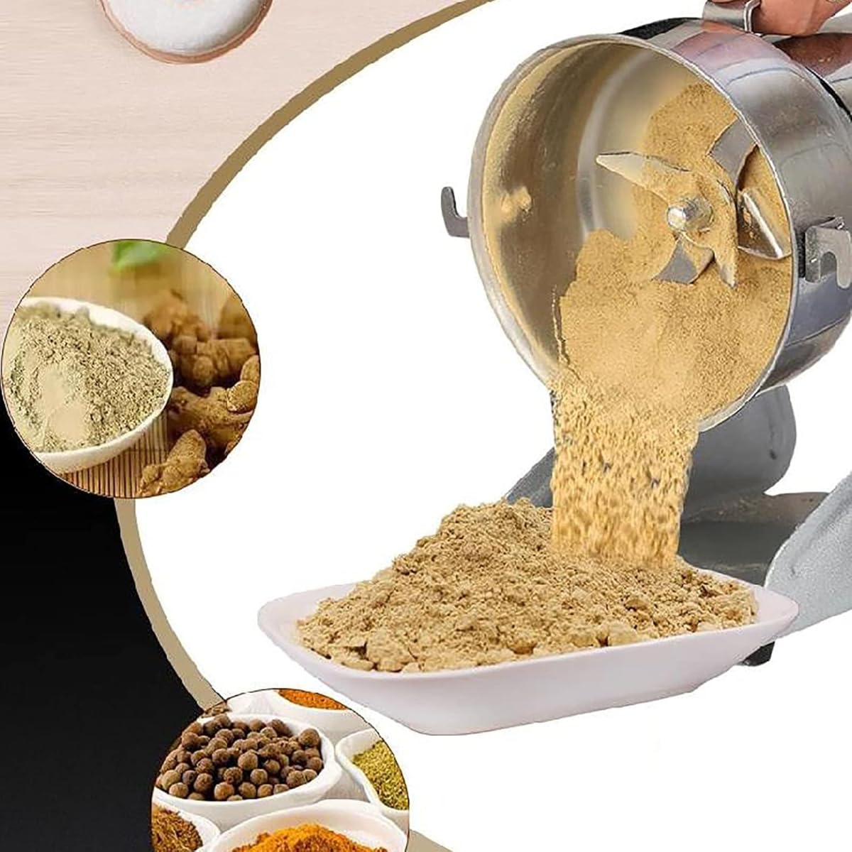 High-Speed Electric Grain Mill Grinder - Stainless Steel Ultra-Fine Powder Machine for Home & Commercial Use - 3000W Spice, Coffee, and Cereal Mill with Extra Cleaning Brush - Image 4