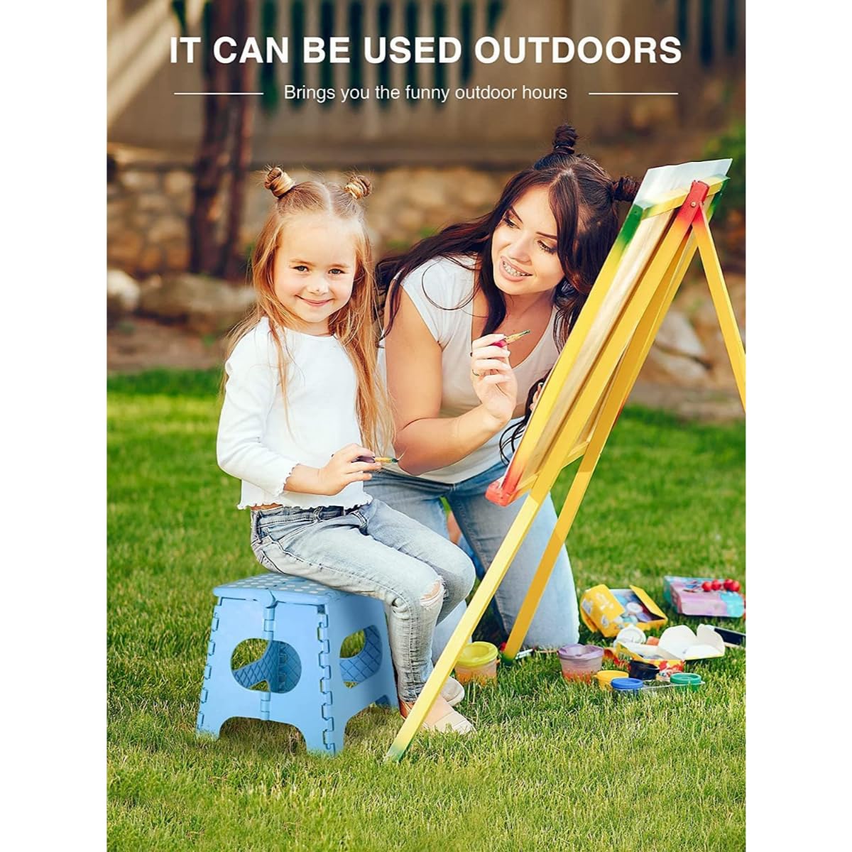 Plastic Folding Step Stool/Small, Heavy Duty, Multipurpose Footstool with Handle for Home, Kitchen, Office – Easy Storage Foldable Stool - Image 3