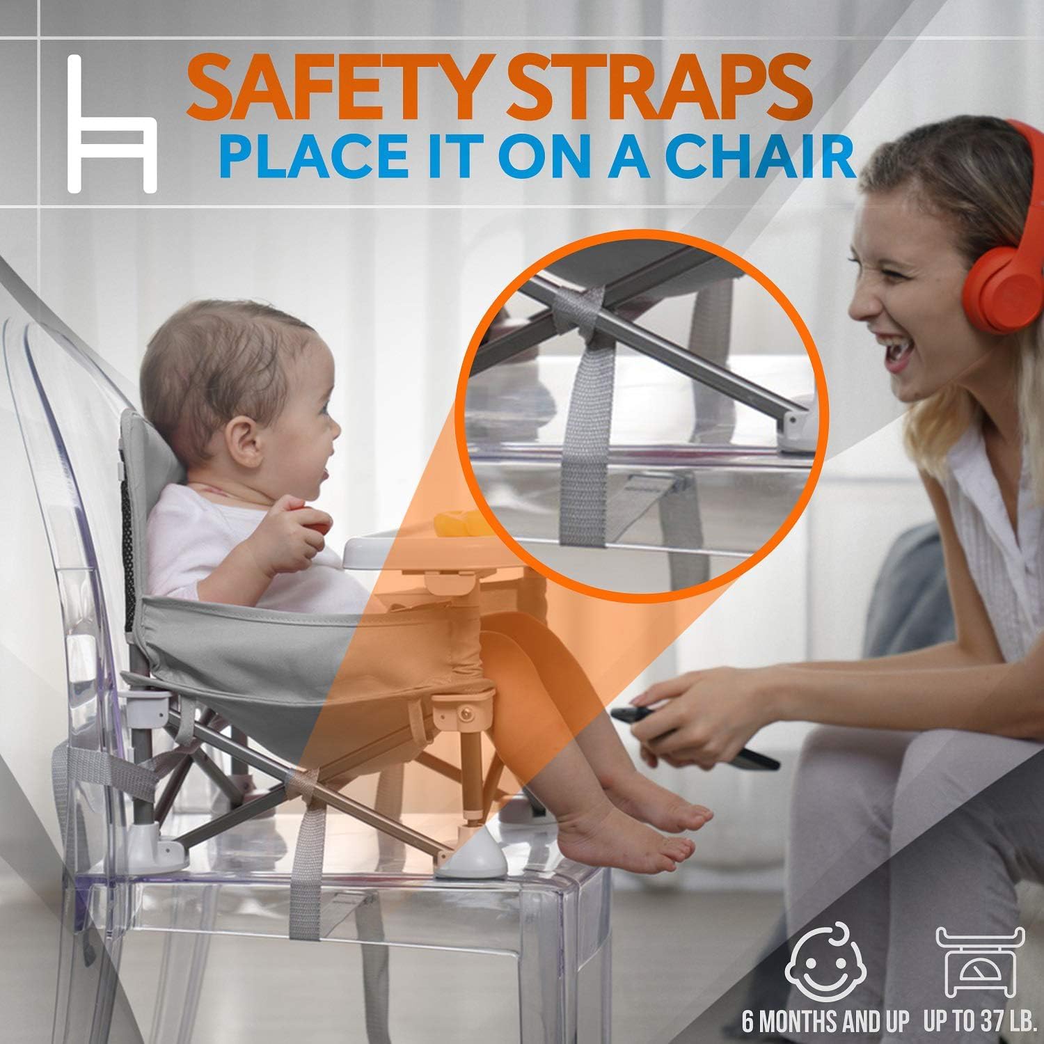 Compact Booster Seat for Baby – Lightweight Folding Travel High Chair with Secure Harness & BPA-Free Tray, Fits Most Dining Chairs, Ideal for 6M to 3Y - Image 5