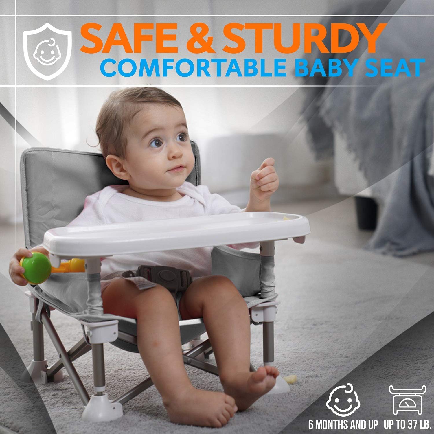 Compact Booster Seat for Baby – Lightweight Folding Travel High Chair with Secure Harness & BPA-Free Tray, Fits Most Dining Chairs, Ideal for 6M to 3Y - Image 6