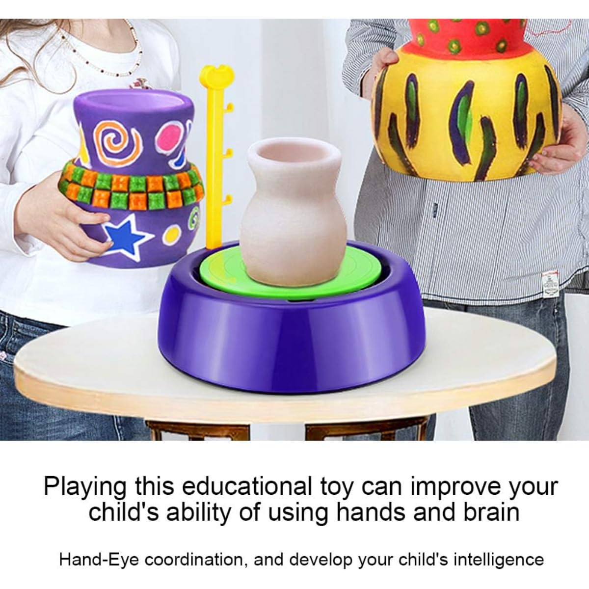 Kids Electric Pottery Wheel Kit, Complete DIY Clay Craft Studio with Air-Dry Clay, Tools, and Mini Pottery Machine, Educational Art Toy for Children, for Ages 5+, Home - Image 5