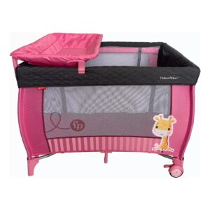 Dixie Rosa Baby/Playpen with Changing Table, Portable Crib,/ Tummy Time Mat, Activity Gym, Rocking Slide & 3,in,1 Multifunctional Baby Toy Set for Sensory,/ and Motor Skill Development,