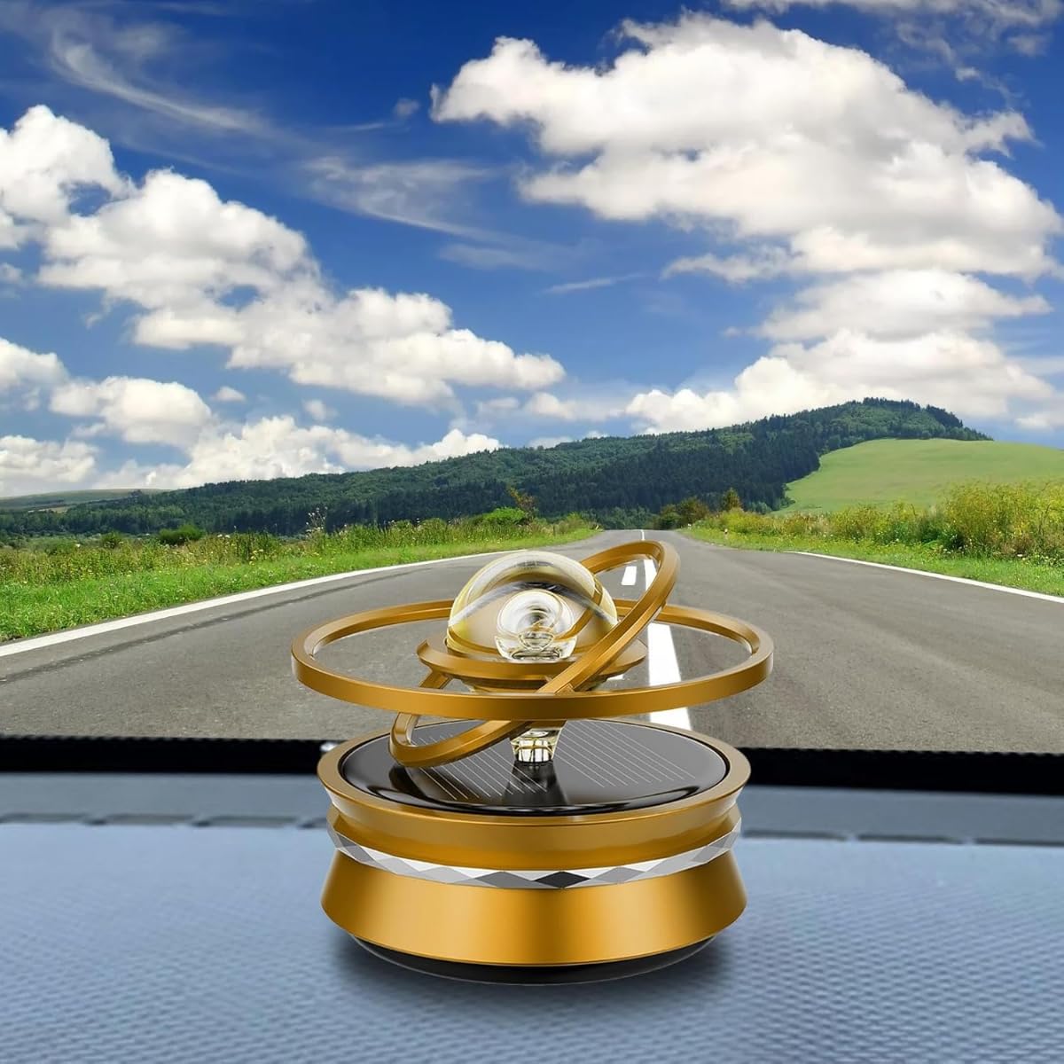 Oil Diffuser/Solar-Powered Auto-Rotating Odor Eliminator, Long-Lasting Cologne Fragrance, Home & Office Aromatherapy, Car Interior Decor Accessory for Men & Women - Image 3