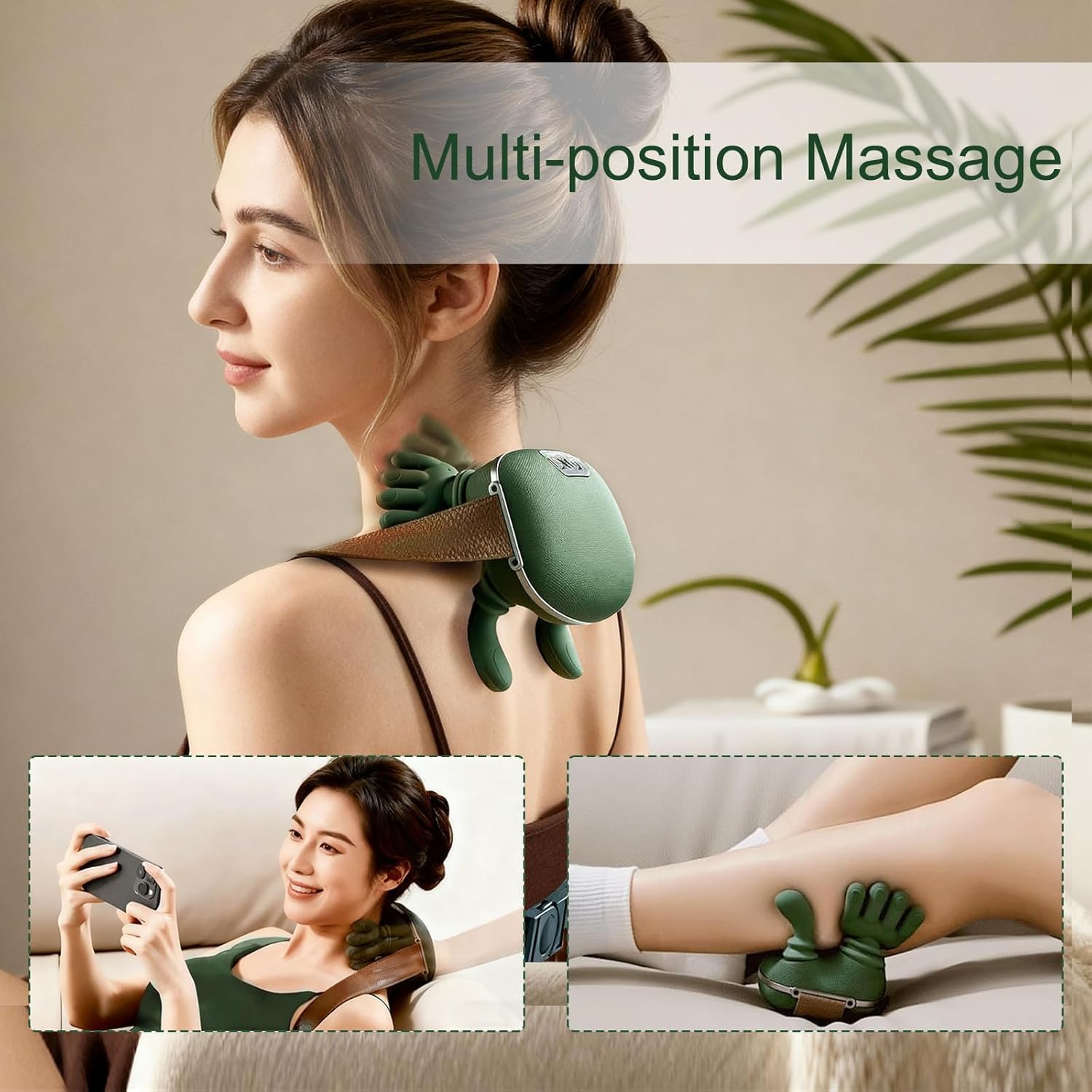 Siaasoo Neck Massager - for Pain Relief Deep Tissue, Real Touch Portable Electric Bionic Hand Shiatsu Cervical Head & Back Massager Pillow for Muscle Relaxation - Image 2