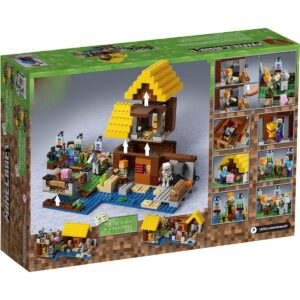 Farm Cottage Building Kit with Nether Portal Ambush - Blocks Toy Set for Boys, Girls, & Kids! Construct Bee Cottage, Farm, Baby Zombie & Animal Figures - Ideal Birthday Gift