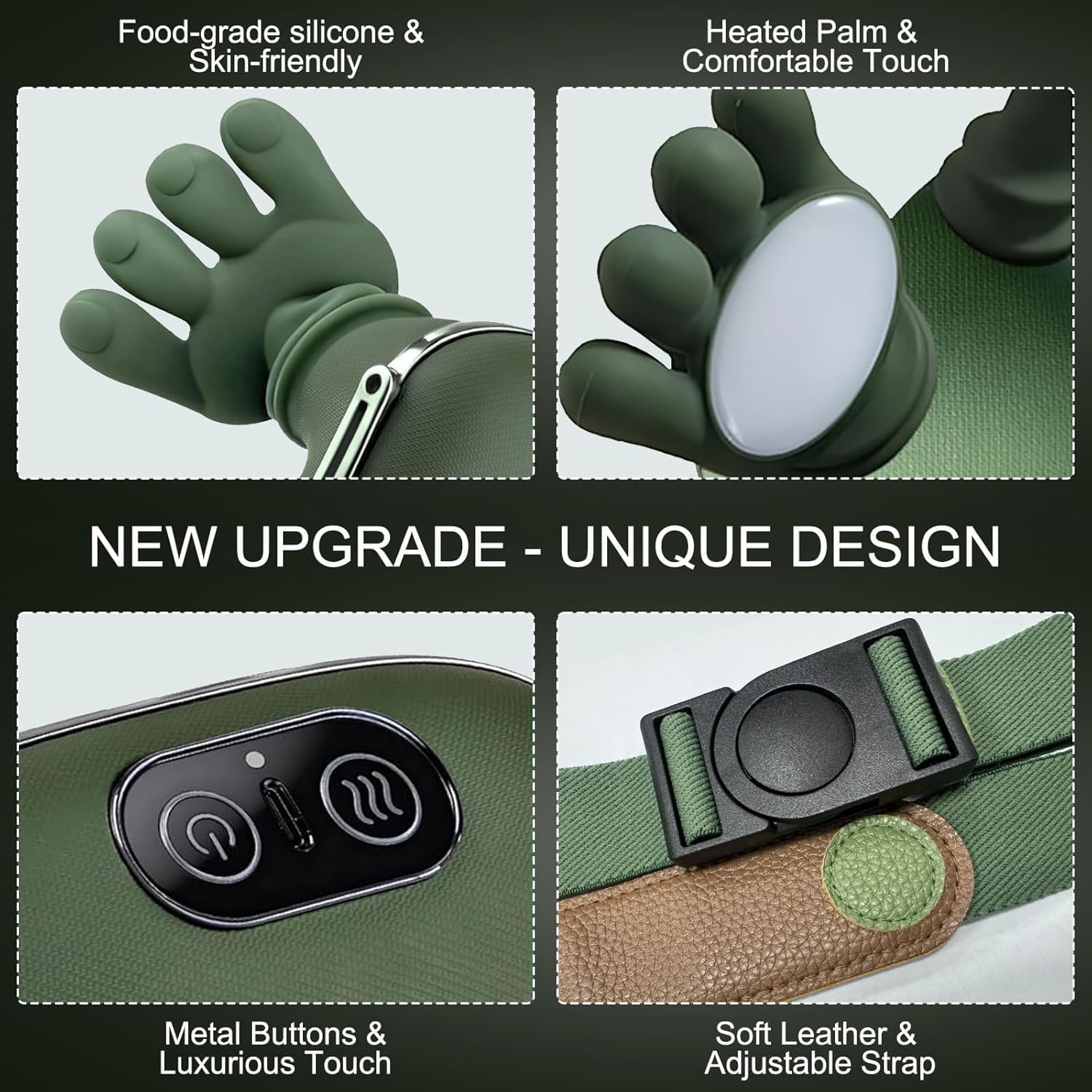 Siaasoo Neck Massager - for Pain Relief Deep Tissue, Real Touch Portable Electric Bionic Hand Shiatsu Cervical Head & Back Massager Pillow for Muscle Relaxation - Image 5