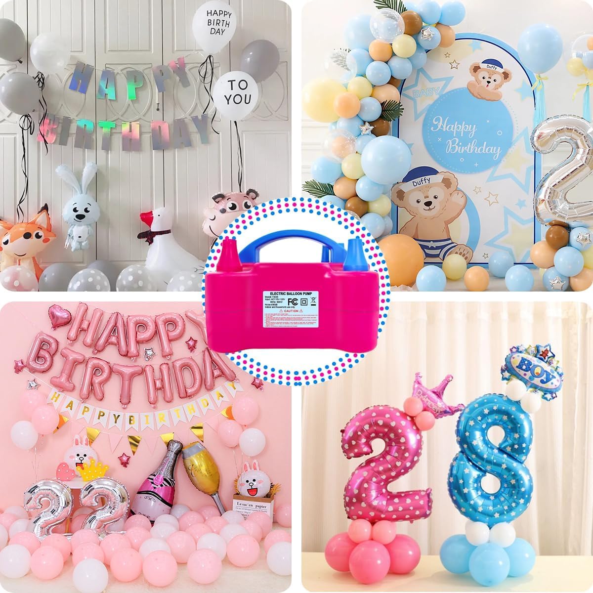 High Power Portable Balloon Pump Electric, Dual Nozzles, Automatic, Battery Powered | Inflate Balloons, Party Supplies, Birthday Decorations, Helium Balloon Pump, Balloon Stand, New Year Decorations - Image 3