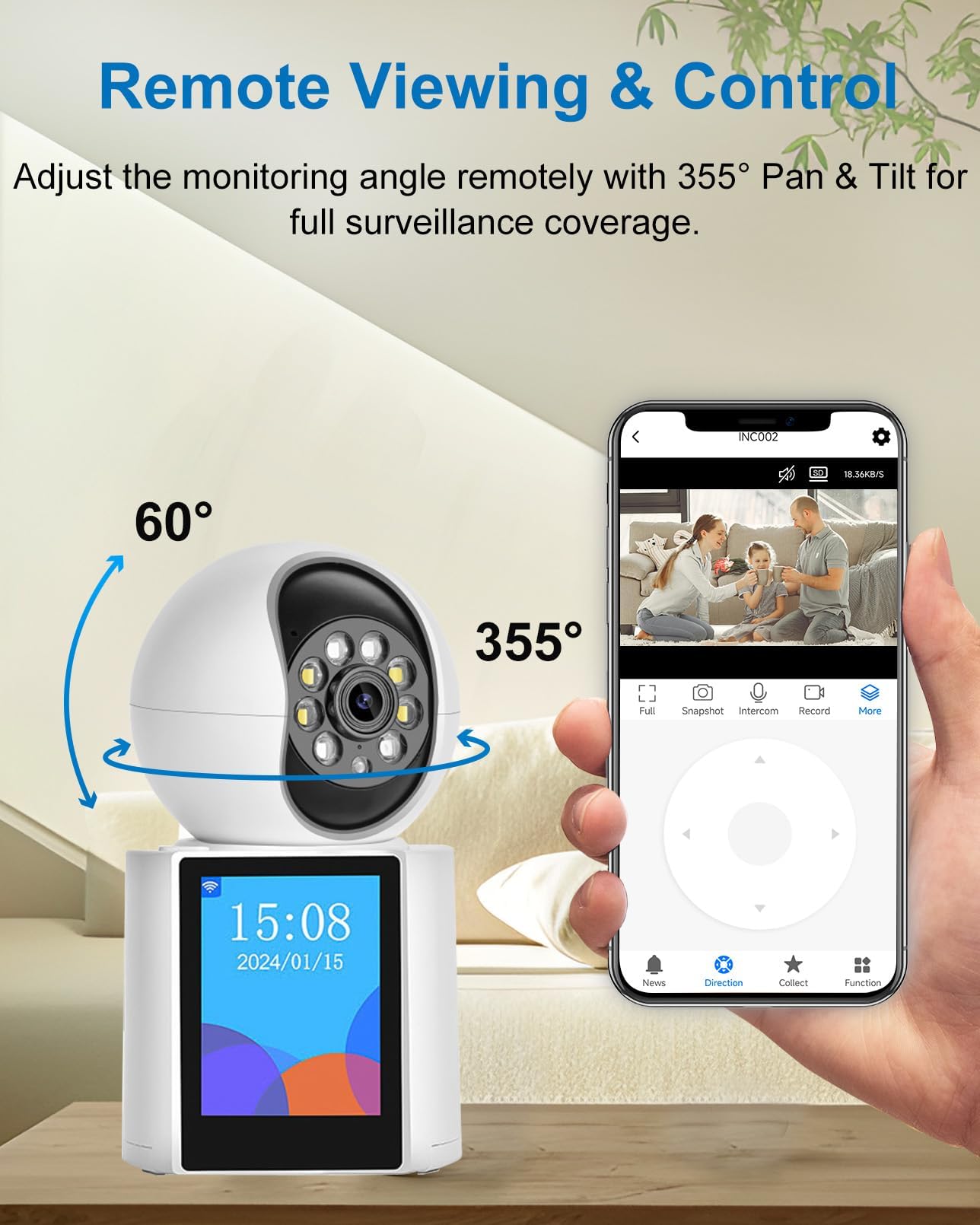 2K Indoor Smart Camera with 2.8” Screen – Two-Way Video Calling, Cry Detection, Human Motion & Sound Alerts, Night Vision, App Control – Baby, Elder, Dog, Pet Monitor with One-Touch Call Feature - Image 7