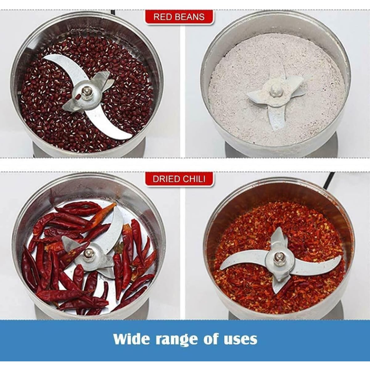 Spice Grinder Machine, 800g Electric Grain & Coffee Grinder, Superfine Mill for Herbs, Nuts, & Cereals, 30s Fast Grinding, 1800W, Overload Protection & 5min Timer, Dry Food Powder Crusher - Image 3