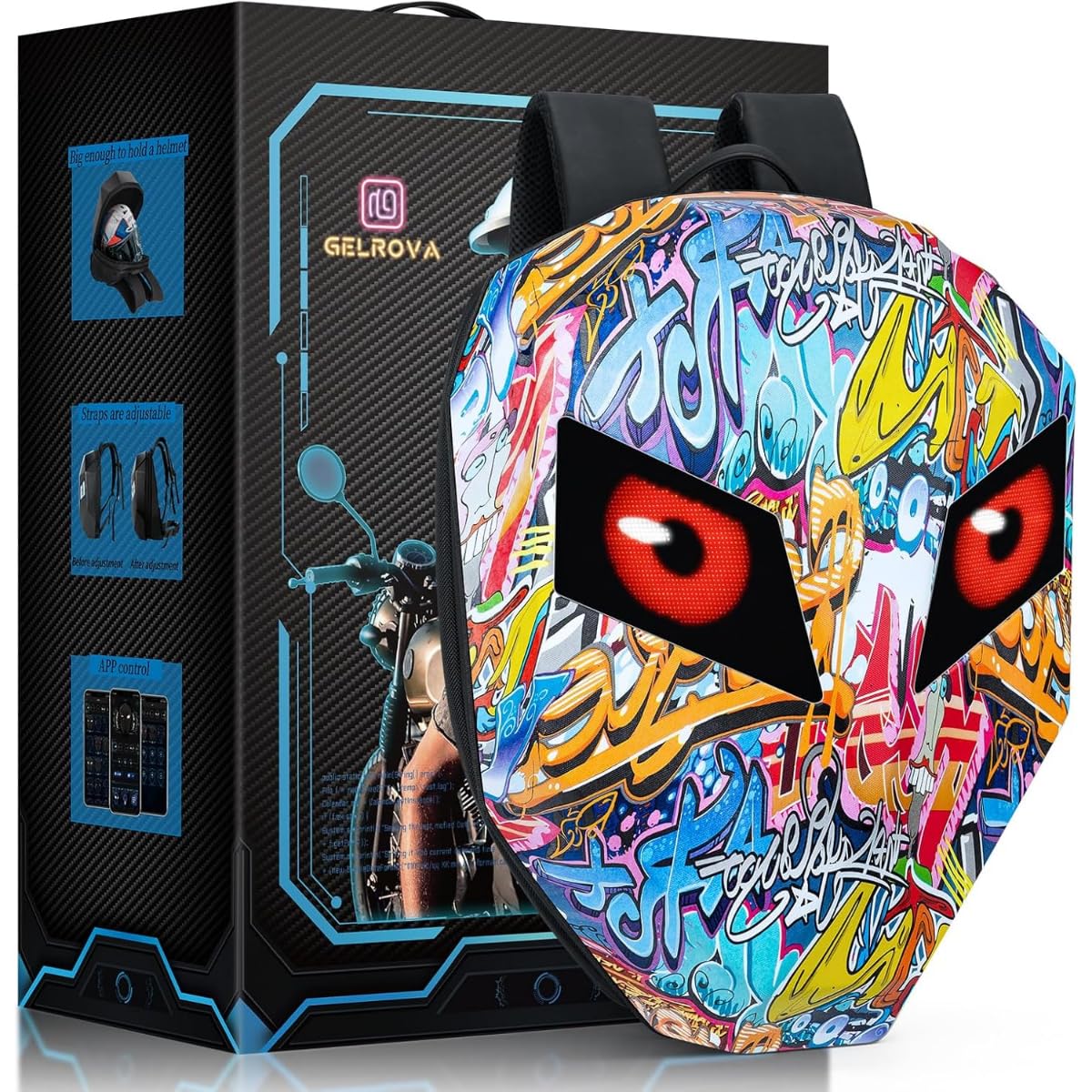 Screen Smart Backpack & Fanny Pack Waist Bag/Programmable LED Display, Hard Shell, Hand Control, Universal Travel Bag for Men & Women, Adjustable Straps, Multifunctional Gift - Image 2