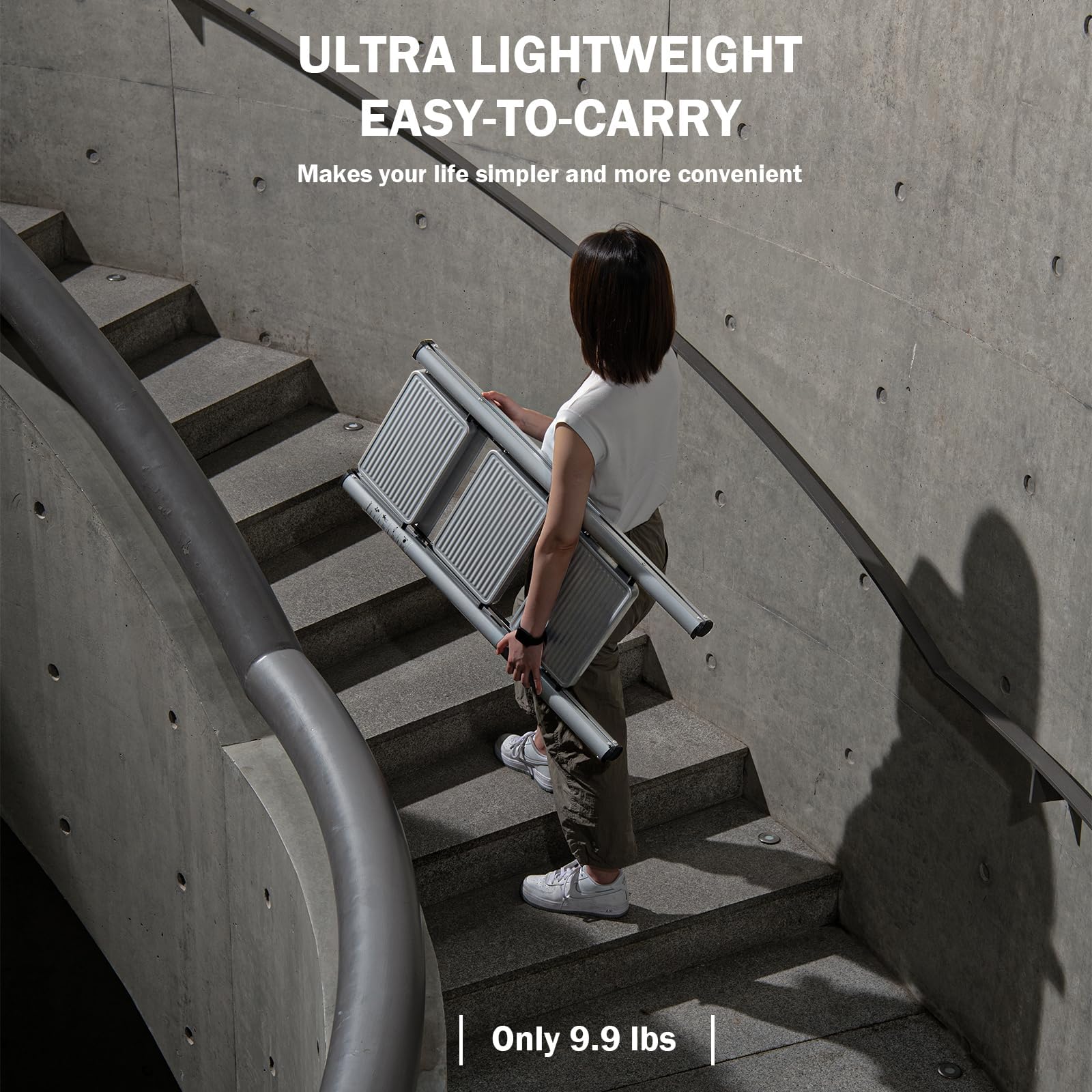 Gonaar 3-Step Ladder – Sturdy Foldable Steel Ladder with Wide Anti-Slip Pedals, Lightweight Portable Step Stool for Home, Kitchen, Library, Office (330 lbs Capacity) - Image 5