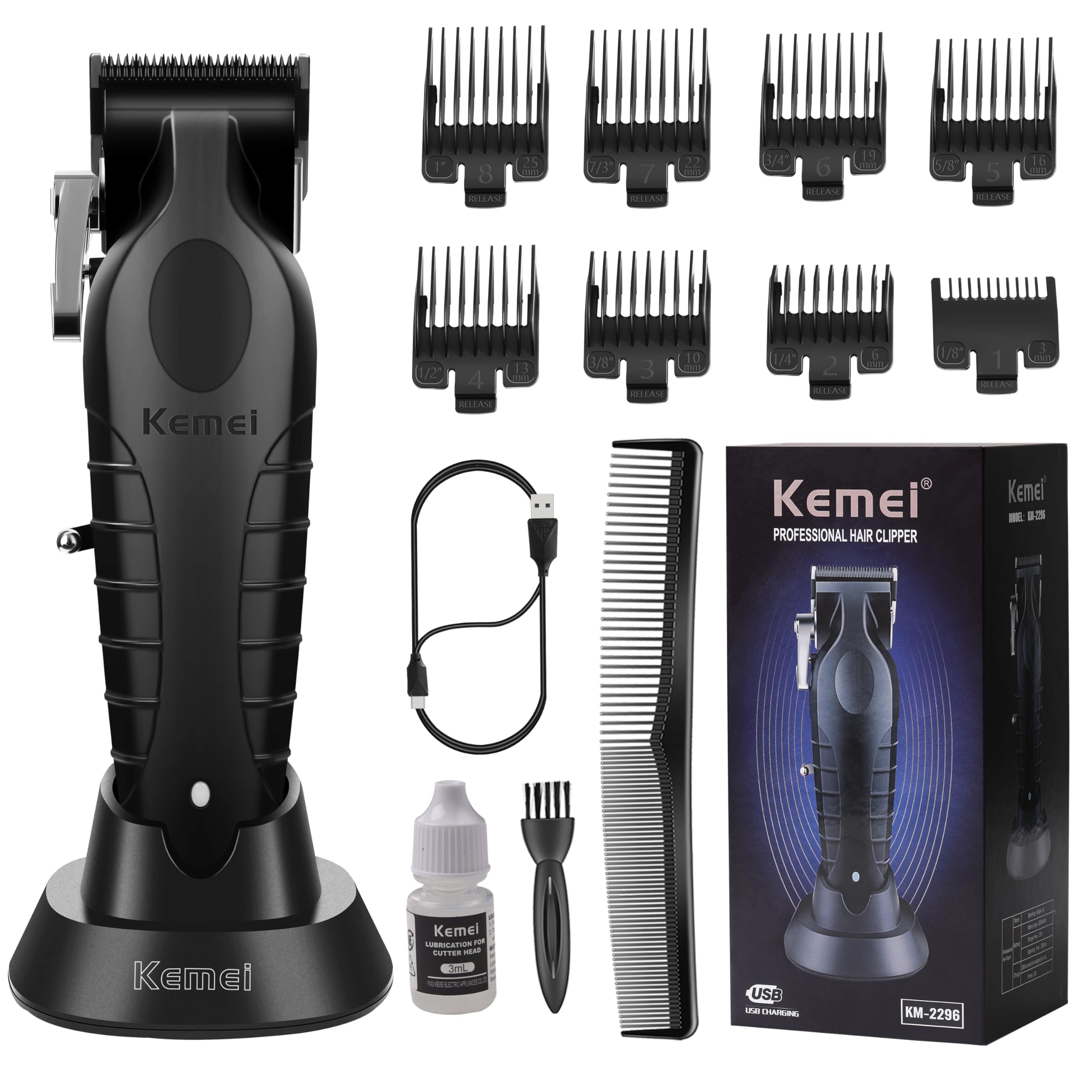 Gonaar Professional Hair Clippers for Men – Corded/Cordless Hair Cutting Kit with T-Blade, Beard Trimmer, USB Rechargeable Barber Clippers (Black)