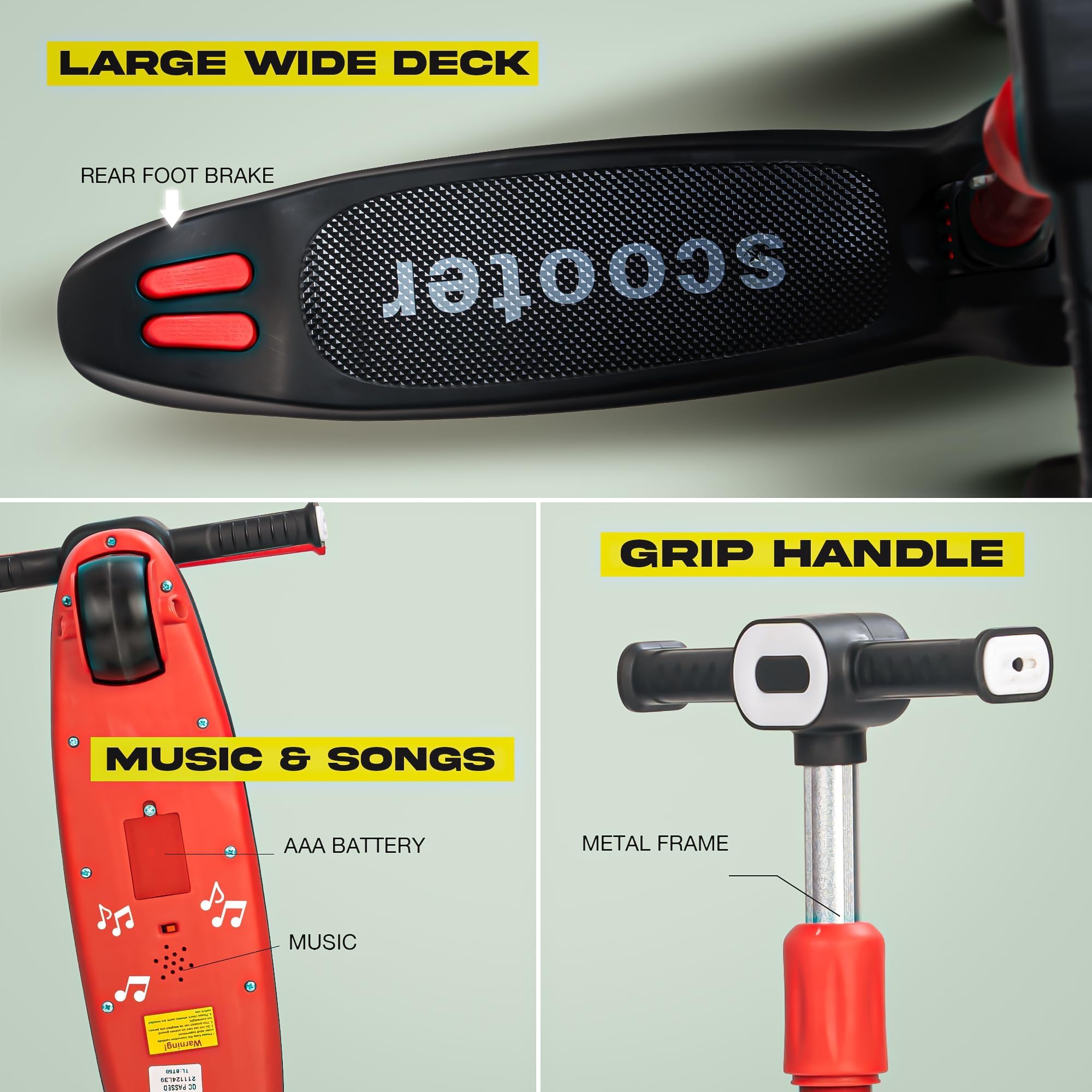 LED Light-Up Kids Scooter – Tri-Wheel Stability, 26–31″ Adjustable Handlebar, Non-Slip PU Deck, Portable & Foldable Ride-On for Toddlers - Image 4